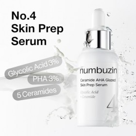 numbuzin No.4 Serum | Ceramide AHA Glazed Skin Prep Serum | Exfoliating, Skin Barrier Repair, Face peel, Korean Glass Face | 