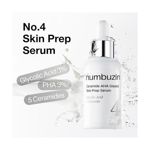 numbuzin No.4 Serum | Ceramide AHA Glazed Skin Prep Serum | Exfoliating, Skin Barrier Repair, Face peel, Korean Glass Face |