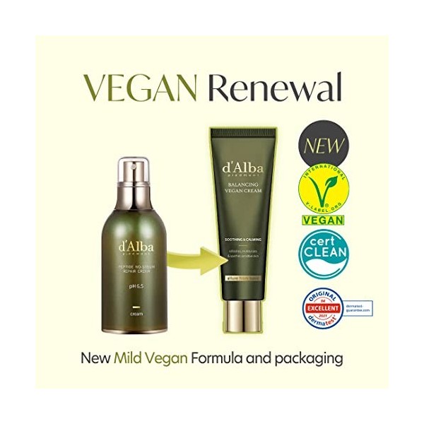 dAlba Crème végétalienne douce équilibrante pour peau à la truffe blanche italienne, Hydratante et Douce, Équilibrante au pH