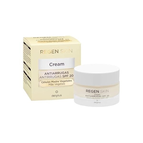 Crème visage jour anti-rides Regen Skin Deliplus SPF 20 peau normale, sèche et très sèche | 1 pot de 50 ml