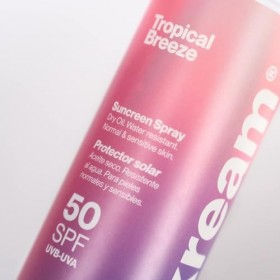 KREAM Tropical Breeze - Huile Solaire Protectrice SPF50 | Huile Sèche Waterproof, Hydratante & Nourrissante 200 ml 