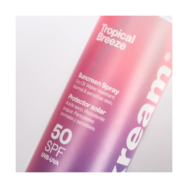 KREAM Tropical Breeze - Huile Solaire Protectrice SPF50 | Huile Sèche Waterproof, Hydratante & Nourrissante 200 ml 