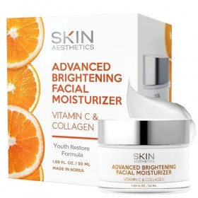 Skin Aesthetics Hydratant quotidien pour le visage à la vitamine C et au collagène – Réduit les ridules et les rides, anti-âg