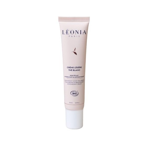 LÉONIA Crème Légère Thé blanc - Soin Éclat Hydratant & Antioxydant - Certifiée BIO et Vegan - 30 ml