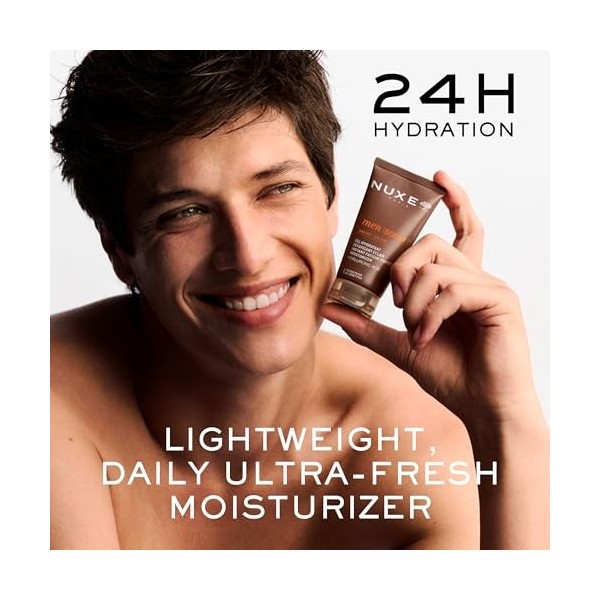 Nuxe Men Instant Fatigue-Fighter Hydratant 50 ml, Gel dhydratation 24H avec acide hyaluronique et niacinamide, formule énerg