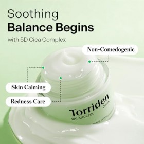 Torriden BALANCEFUL Crème 80 ml | Soin hydratant apaisant et nourrissant pour peaux grasses et sensibles | Avec CICA 5D, acid
