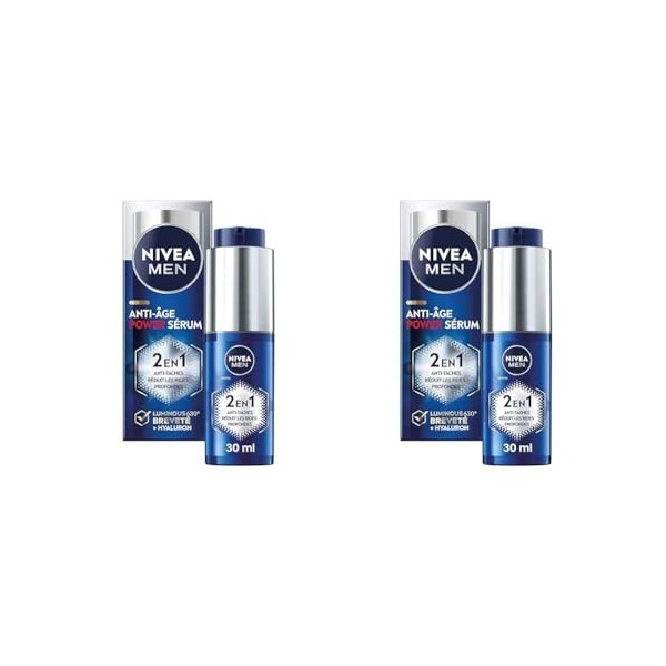 NIVEA MEN Sérum Power 2-en-1 LUMINOUS630® anti-âge & anti-taches 1 x 30 ml , Sérum hydratant enrichi en acide hyaluronique, ...