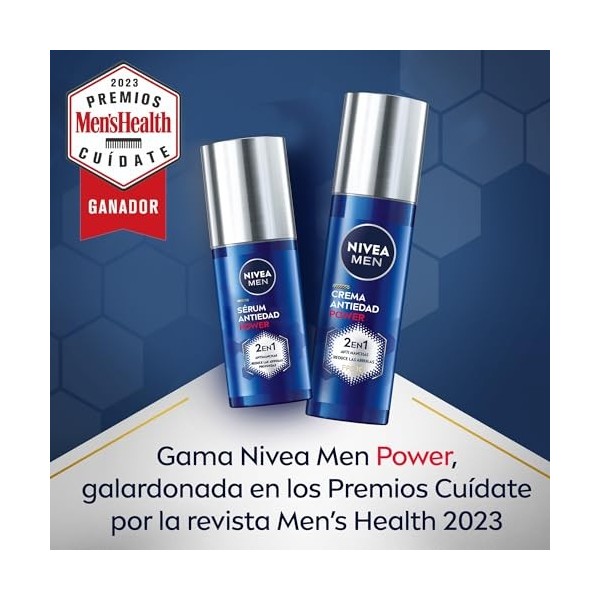 NIVEA MEN POWER Crème hydratante 2 en 1 anti-taches et anti-rides 1 x 50 ml , crème visage anti-âge avec protection FP30, pr ...