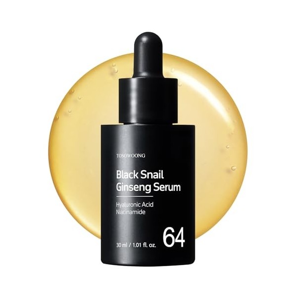 TOSOWOONG Sérum hydratant pour le visage Black Snail Ginseng 30ml 1,01 fl. Oz.
