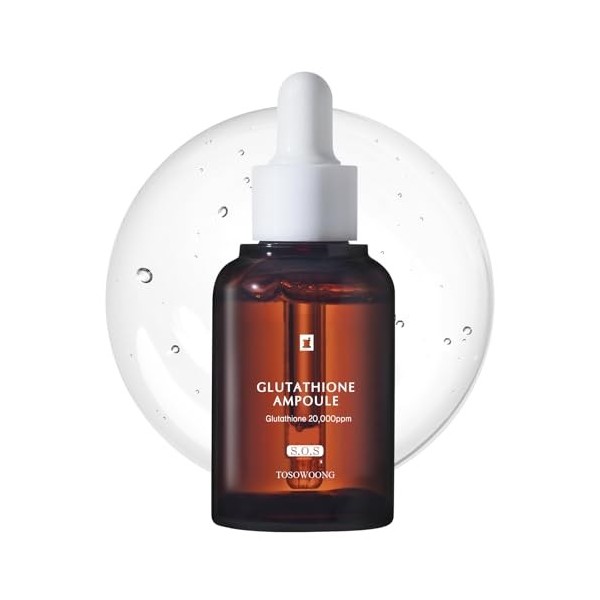 TOSOWOONG Sérum au Glutathion 20 000 ppm, avec Niacinamide et Acide Hyaluronique, Taches pigmentaires, Élasticité de la peau,