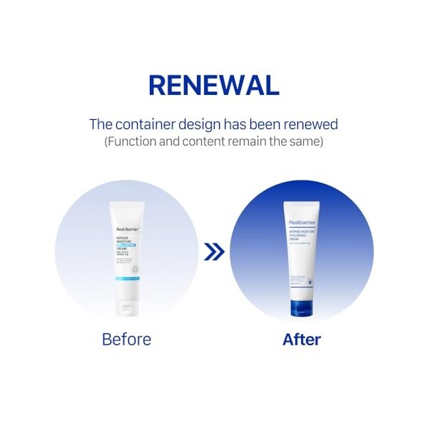 Real Barrier Crème hyaluronique hydratante intense 60 ml, crème hydratante réparatrice de barrière cutanée au panthénol