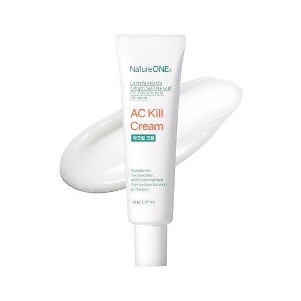 NATUREONE AC Kill Cream, Crème hydratante visage BHA & Niacinamide, Huile darbre à thé, Soin coréen peau, 30g, 1,05 oz.