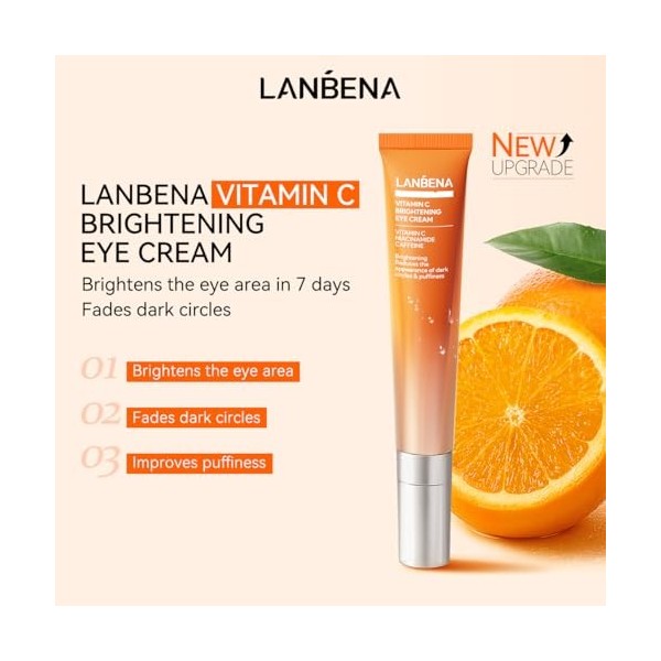LANBENA Crème contour des yeux à la vitamine C pour homme et femme