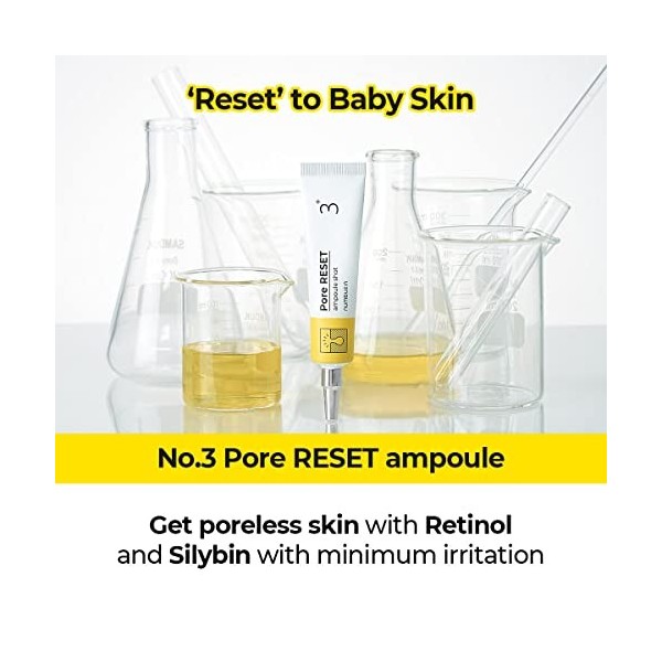 numbuzin No.3 Pore Reset Ampoule Shot 0,25 fl oz / 25 ml | Soin des pores, Apaisant, Atténue les irritations, Haute efficacit