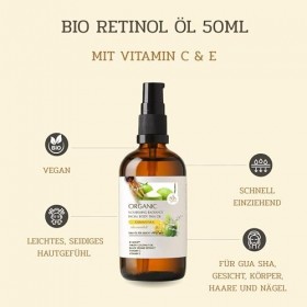 Huile visage vitamine C 50 ml - Bio Face Oil avec vitamine E - Huile brillante pour peaux sèches et sensibles - Pénètre rapid