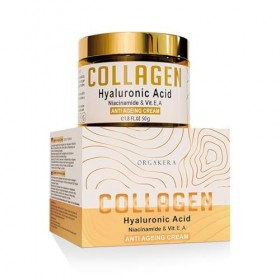 Orgakera® Crème anti-âge au collagène [50 g] – Crème de luxe pour le visage avec collagène, acide hyaluronique et huiles natu