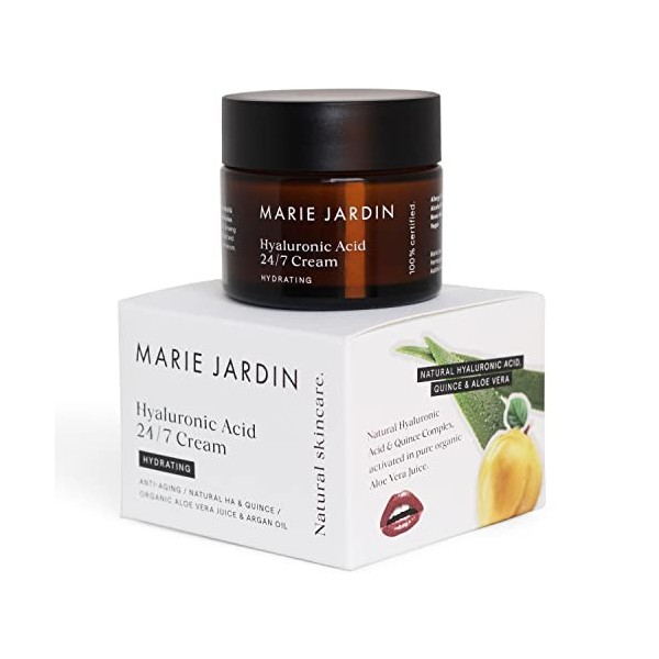 MARIE.JARDIN - Crème à lacide hyaluronique 50 ml, crème hydratante à laloe vera et au coing, 24/7, crème de jour et de nuit C...
