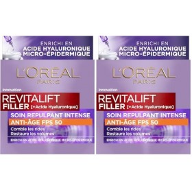 L’Oréal Paris - Soin Repulpant Intense Anti-âge FPS 50 - Crème de Jour à l’Acide Hyaluronique avec Protection UV - Rides & Ri
