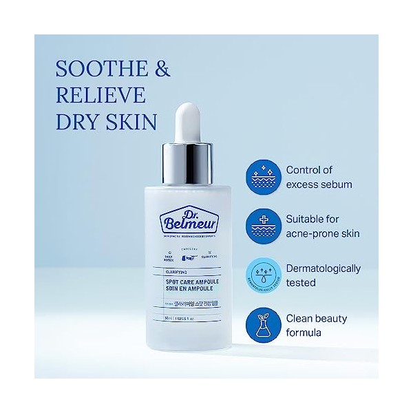 Dr. Belmeur Clarifying Spot Care Ampoule – Soin coréen pour les peaux sensibles et à tendance acnéique, apaise, calme et soul