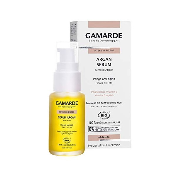 GAMARDE Cosmétique bio : Sérum à largan avec effet anti-âge, vitamine E et huile dargan 98% I Crème hydratante végétalienne C...