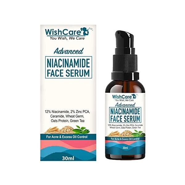 WishCare Sérum avancé à 12 % de niacinamide pour lacné, les marques dacné, les imperfections et léquilibre de lhuile avec