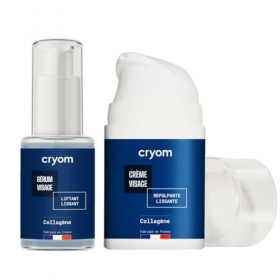CRYOM - Routine visage BOOSTER de Collagène : sérum flacon pompe 30 ml + crème visage flacon Airless 50 ml 