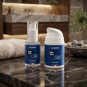 CRYOM - Routine visage BOOSTER de Collagène : sérum flacon pompe 30 ml + crème visage flacon Airless 50 ml 
