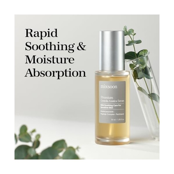 mixsoon Sérum Premium à la Centella Asiatica, Apaisant et Hydratant, Formulé avec le complexe Centella 5 pour calmer les irri