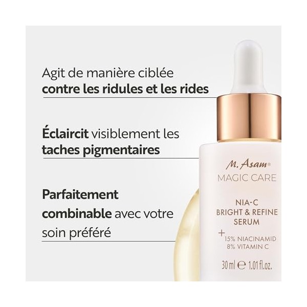 Asam MAGIC CARE Niacinamide Bright & Refine Serum 30ml - Serum Visage Au Niacinamide Et Vitamine C Serum, Soin Visage Inten