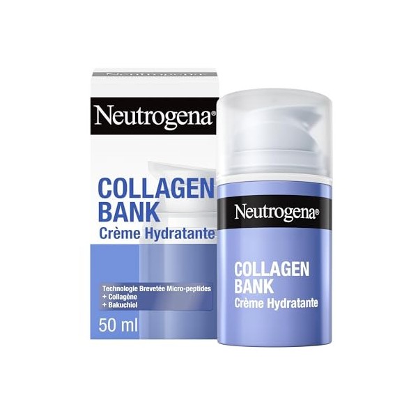 Neutrogena – Crème Hydratante Visage Collagen Bank 50 ml – Micro-peptides + collagène + bakuchiol pour une peau plus ferme