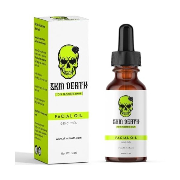 SKIN DEATH Huile pour le visage - 30 ml - Avec huile de graines de framboise, huile de rose musquée, huile de pépins de figue