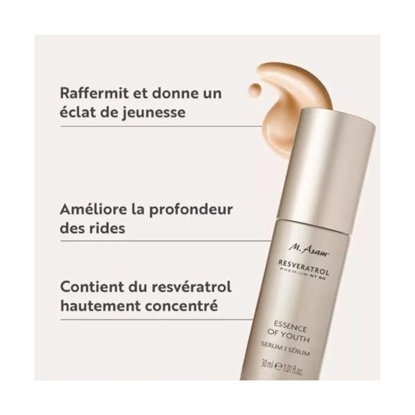 M. Asam Resveratrol Premium NT50 Sérum 30ml – Anti-aging Sérum lissant au resveratrol, Effet lissant et raffermissant, Fort