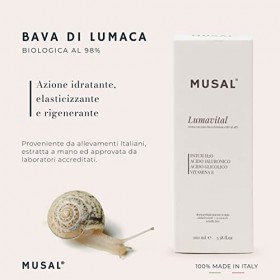 Musal 100 ml Crème Visage à la Bave dEscargot Bio à 98%, Acide Hyaluronique et Vitamine E, Crème Visage Hydratante Anti-tach