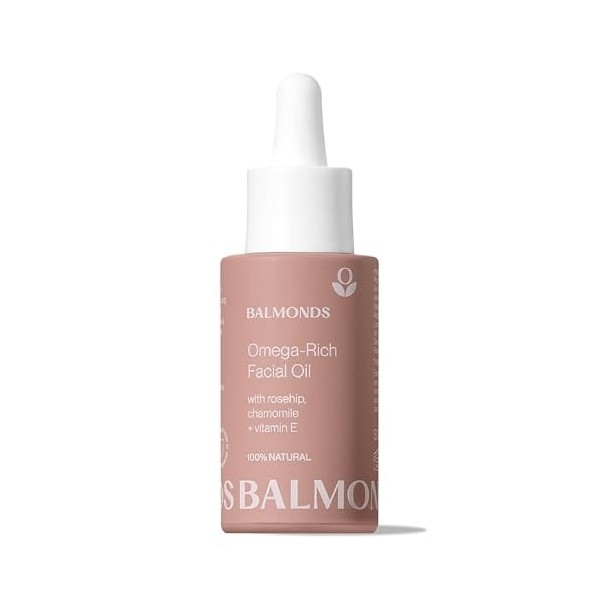 Balmonds Huile Visage Intensive 30ml - Huile 100% Naturelle à la Musquille et Vitamine E - Sérum Hydratant, Nourrissant et Hy