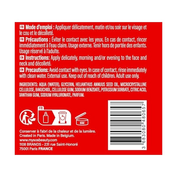 Sérum Bakuchiol Anti-Âge Visage - My SOS Beauty - Alternative douce au Rétinol - Acide Hyaluronique - Lisse, Repulpe & Illumi