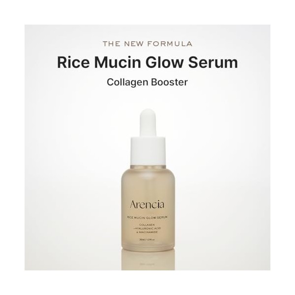 Arencia Rice Mucin Glow Sérum, collagène + acide hyaluronique et niacinamide, 30 ml