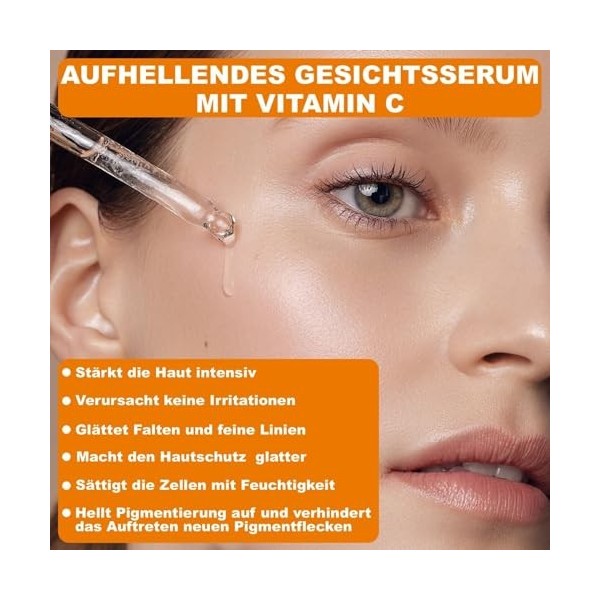 P-Beauty Sérum à la vitamine C pour le visage | Vitamine C et E, acide hyaluronique & acide salicylique | Sérum visage anti-r...