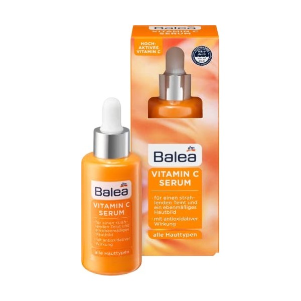 Balea Sérum VITAMINE C pour un teint unifié et un teint radieux à effet antioxydant - Lot de 4 4 x 30 ml - 120 ml