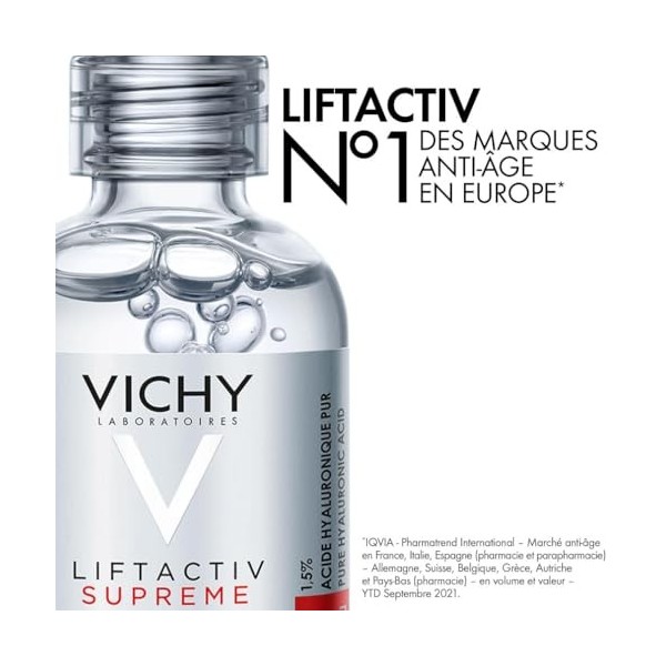 Vichy, Liftactiv H.A., Sérum Anti-Rides Epidermic Filler, Comble & Repulpe, Enrichi en Acide Hyaluronique, Pour Peaux Sensibl