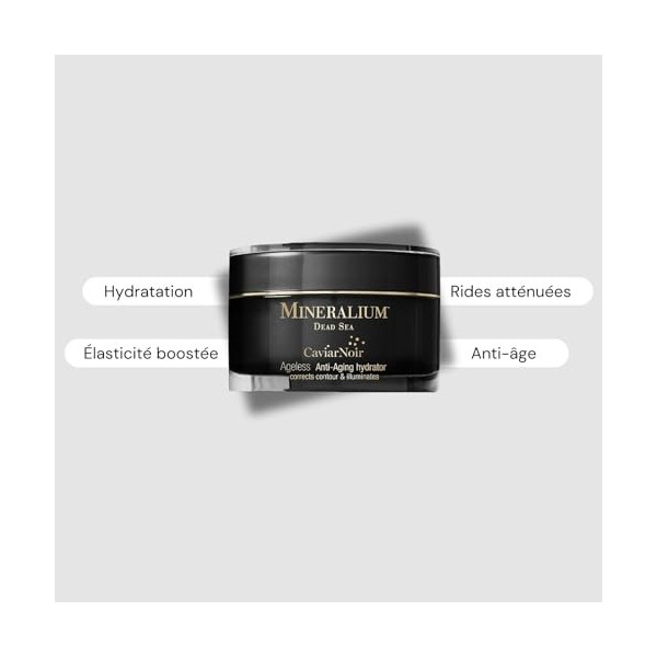 Mineralium - Hydratant Anti-Âge Ageless à lExtrait de Caviar - Corrige le Contour et Illumine - Vitamines C et E, Collagène,