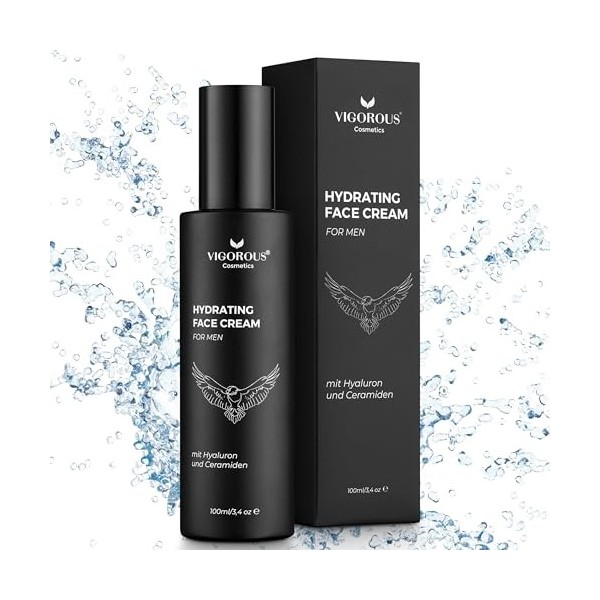 VIGOROUS® Crème visage pour homme 100 ml Crème hydratante pour le visage comme crème de jour et de nuit - Soin du visage anti