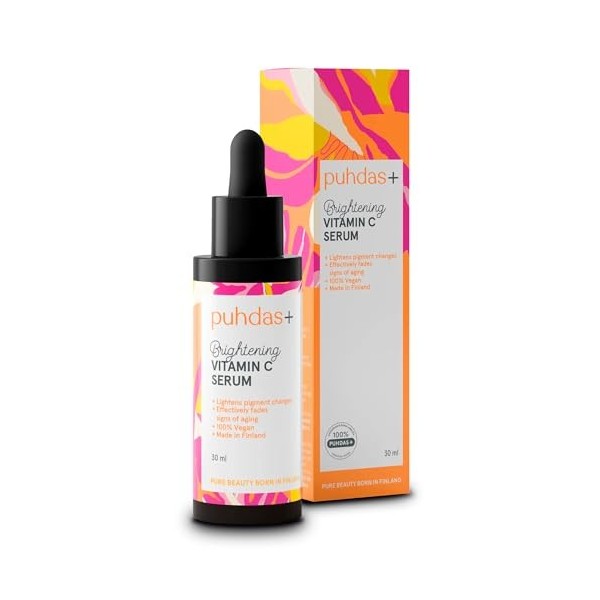 puhdas+ Sérum vitamine C [30 ml] Sérum éclaircissant puissant à la vitamine C pour la peau, 99,7 % naturel et 100 % végan, fa