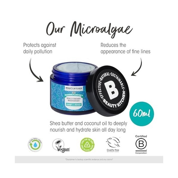 Beauty Kitchen Seahorse Plankton+ Really Radiant Moisturiser, Renews and Protects Skin, with Shea Butter and Coconut Oil, Hyd...