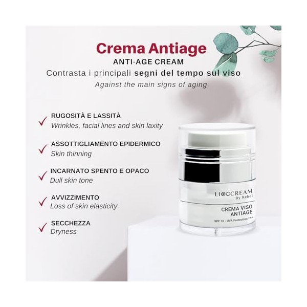 Licocream by Rebel – Crème visage anti-âge | Action hydratante, anti-rides et antioxydante | Effet comblant et repulpant | À 