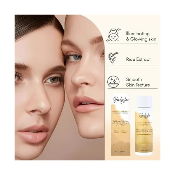 Lotion Visage Hydratante au Riz & Acide Hyaluronique – Éclat, Anti-Taches, Peaux Sèches & Sensibles – 150 ml