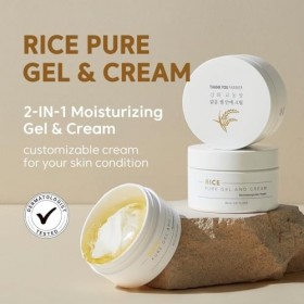 THANKYOU FARMER Rice Pure Gel and Cream 80ml- Crème nourrissante et éclaircissante, extraits de riz coréen exclusifs, crème d
