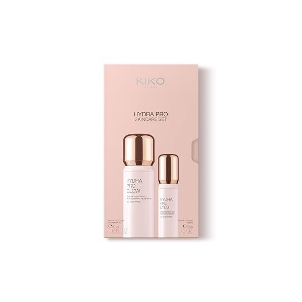 KIKO Milano Hydra Pro Skincare set, Kit De Soin : Crème Hydratante Pour Le Visage Spf 10 Et Sérum Contour Des Yeux