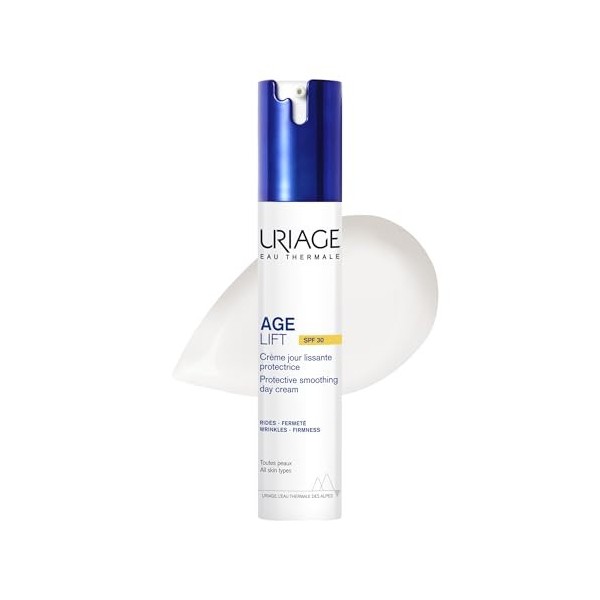 Uriage Age Lift Crème Jour Lissante Protectrice SPF30 au Rétinol & Acide Hyaluronique - Crème Visage, Cou et Décolleté - Moin