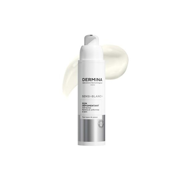 DERMINA Creme Visage - Sérum Booster - Anti-taches Éclaircissant - Soin Visage Éclat Peaux Sensibles - Vitamine C Stable - Ni