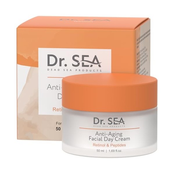 DR. SEA - Crème Visage Anti-Âge Jour - Retinol & Peptides - Hydratation & Fermeté - Minéraux de la Mer Morte - 50ml